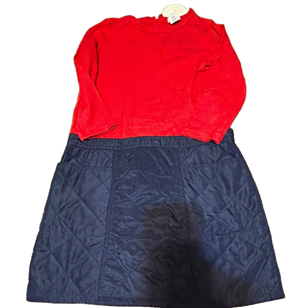 Crewcuts Girls A-Line Dress Size 12 Red/Blue Long Sleeve Quilted dress Zip